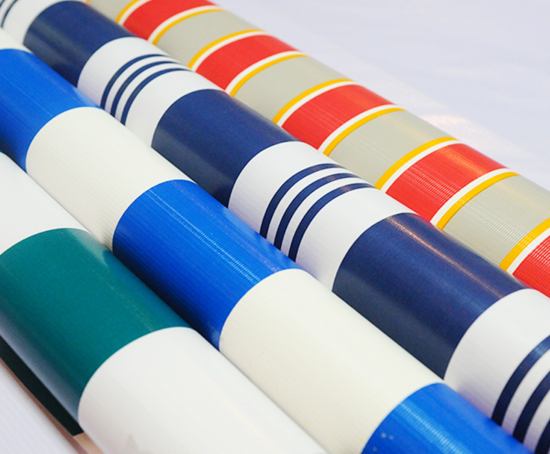 Rolo de tecido de lona listrada com impressão colorida